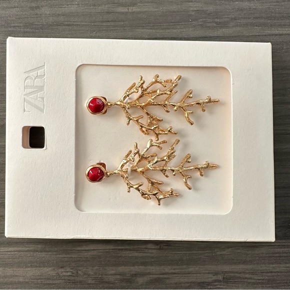 Zara Coral Stone Earrings - Picture 4 of 8